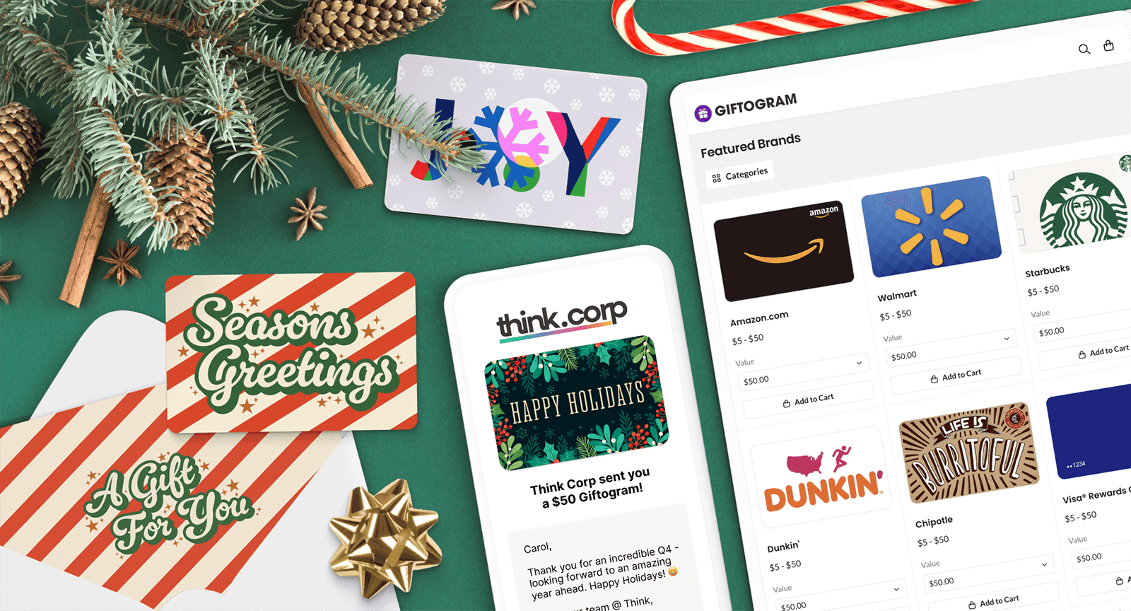Digital and physical holiday gift cards