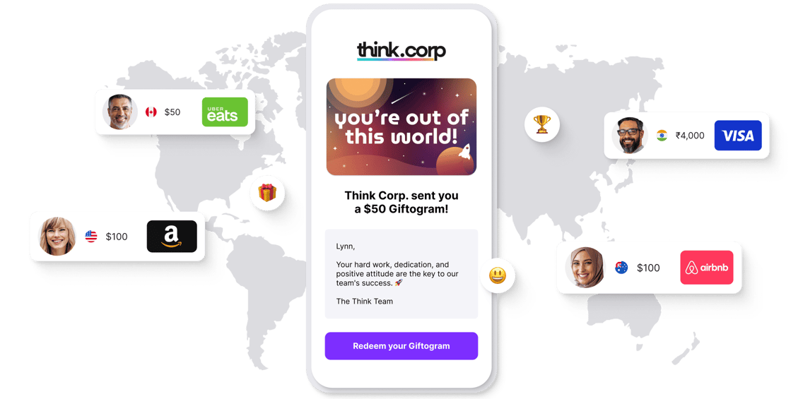 Sending digital gift cards to international employees