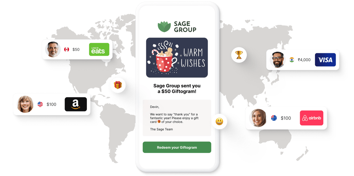 Sending digital gift cards to international employees
