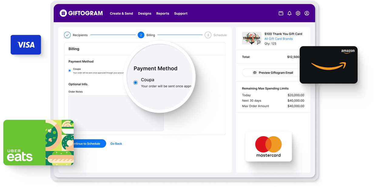 Ordering gift cards with Coupa PunchOut procurement
