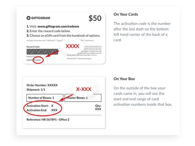 Screenshot of redemption instructions on Giftogram website