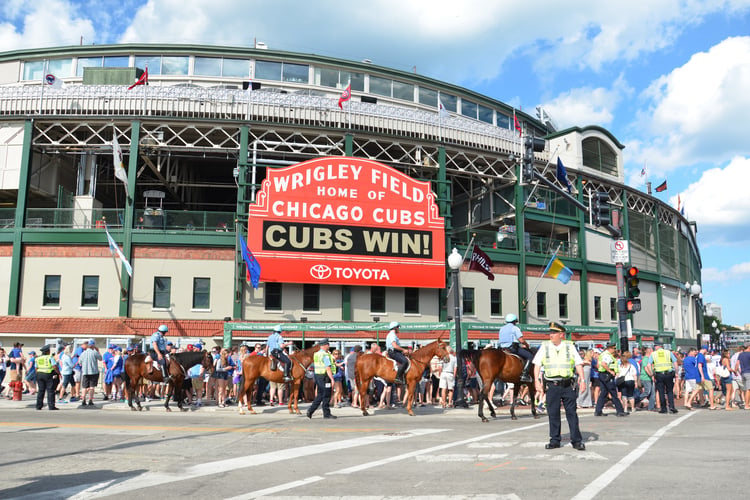 Outside a crowded Wrigley Field 