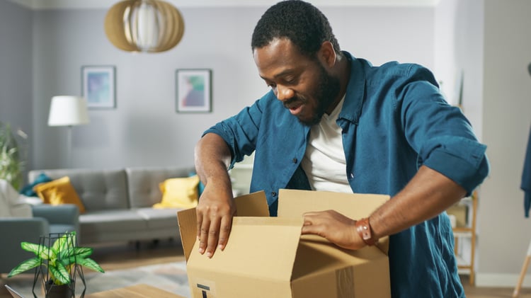 A customer opening a package