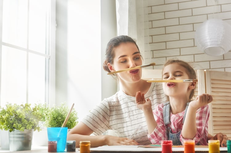 A mother and daughter posing for a customer review blog feature