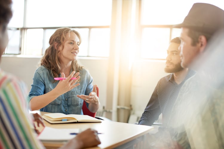 a marketer sharing free creative resources with team members