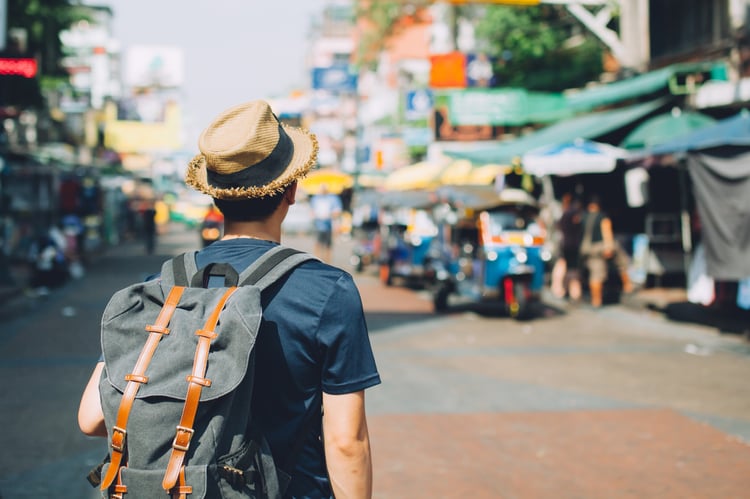 Tourist taking in the local scene