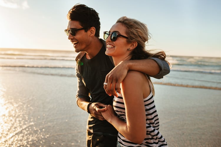 A happy couple on the beach