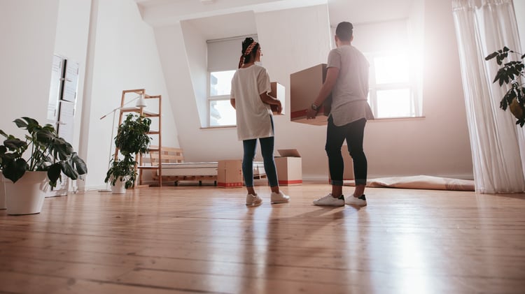 Couple moving in to new home