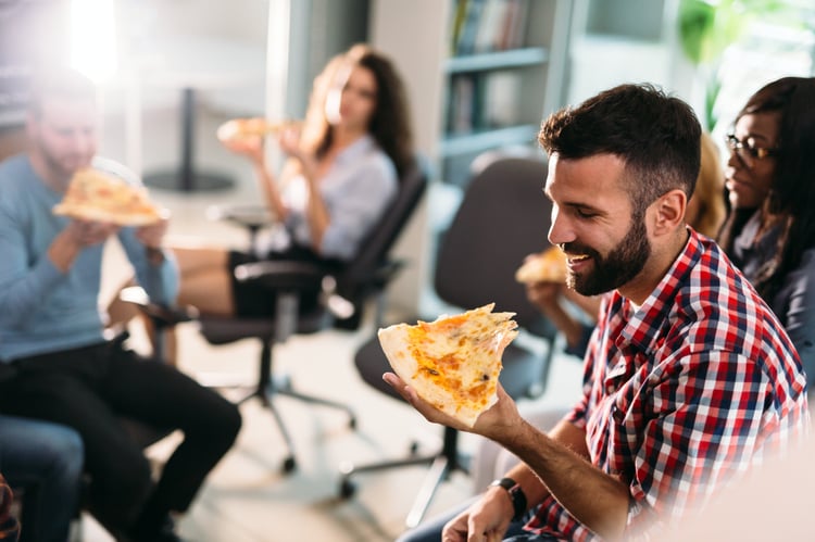 Employees having a team lunch