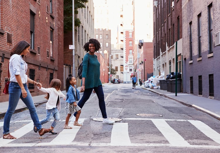 working parents using flex time to take children to school