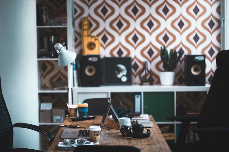 Office space decorated with employee's personal items 