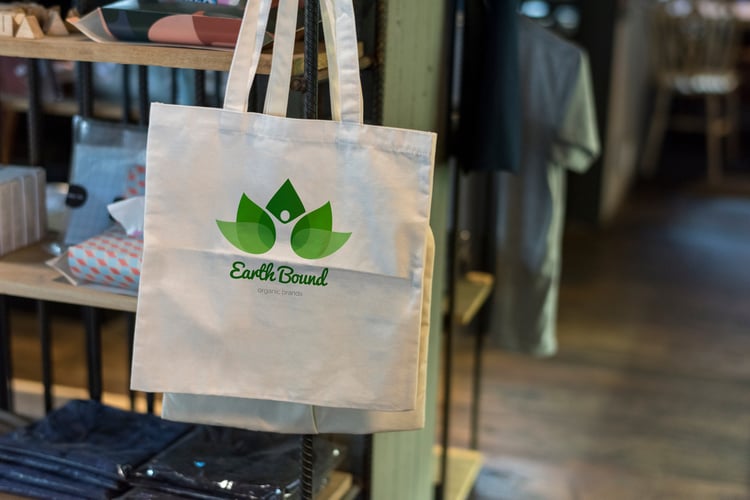 A branded trade show tote bag
