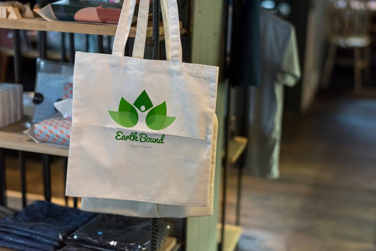 A branded trade show tote bag