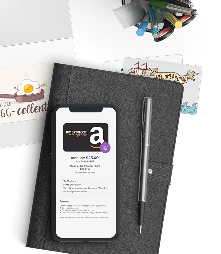 Digital Amazon gift card displaying on a smartphone