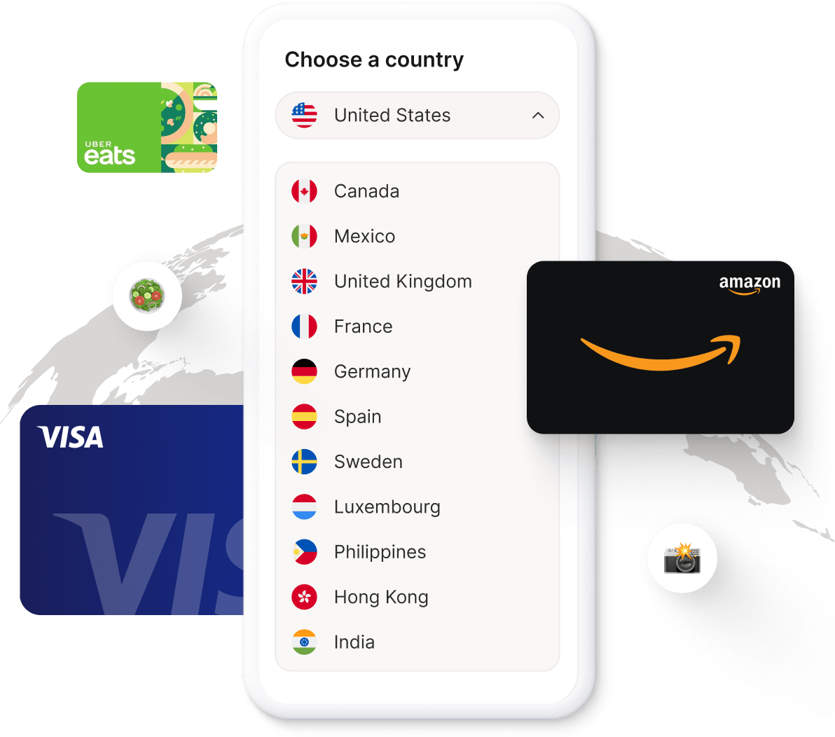 Sending gift cards and payments internationally