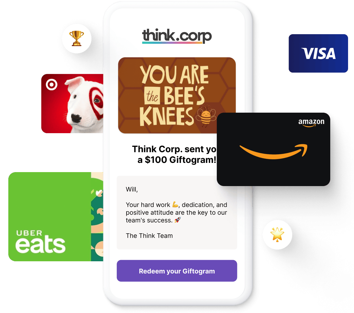 Work anniversary gift cards by Giftogram