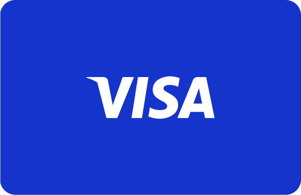 Blue Giftogram card featuring the white Visa logo, indicating a widely accepted gift card choice.